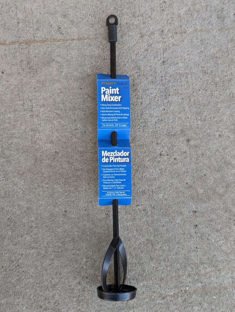 1 Gallon paint mixer with product label on the stem