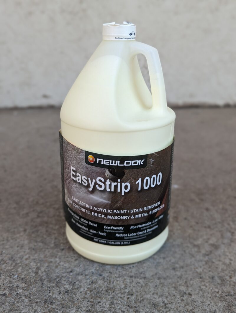 1 gallon bottle of Newlook Easy Strip 1000. It is an opaque cream colored liquid.