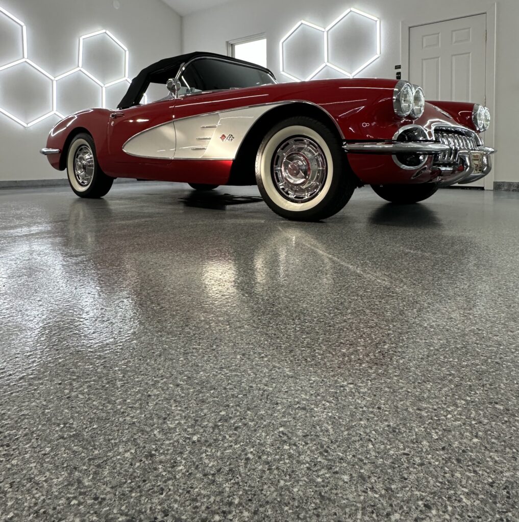 Flake Epoxy Floor Show car