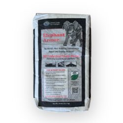 A 50 lb bag of GST Elephant Armor by Global Sealer Technologies for cementitious repair and overlay, with product details and a QR code.