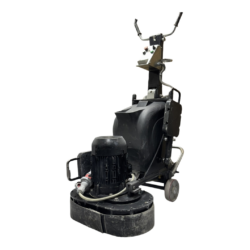 The Iron Horse 22" Twin Screw Grinder is a large industrial grinder with a black body, wheels, and handlebars, designed for fast preparation and smoothing or polishing concrete surfaces.