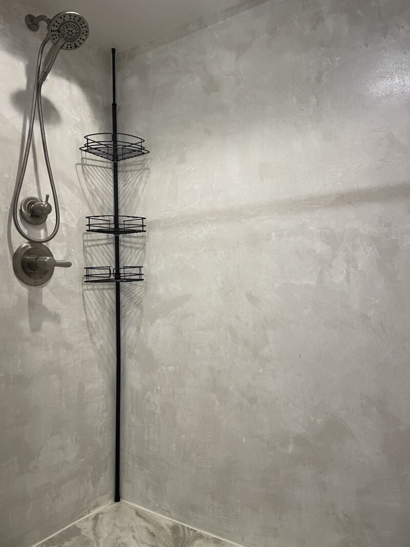 Enjoy a sleek shower with concrete walls and floors with Surecrete MicroTek Microtopping