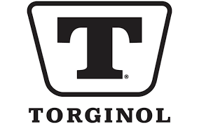Black and white Torginol logo featuring a large letter 